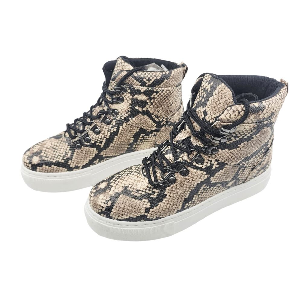 NEW QUPID SNAKE SKIN ROYAL COMBAT WOMEN'S BOOTS - 8